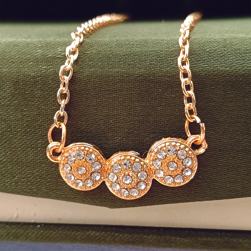 JewelMaze Rose Gold Plated Austrian Stone Chain Pendant