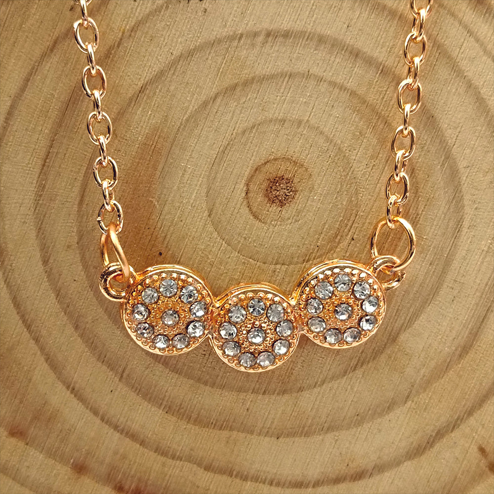 JewelMaze Rose Gold Plated Austrian Stone Chain Pendant