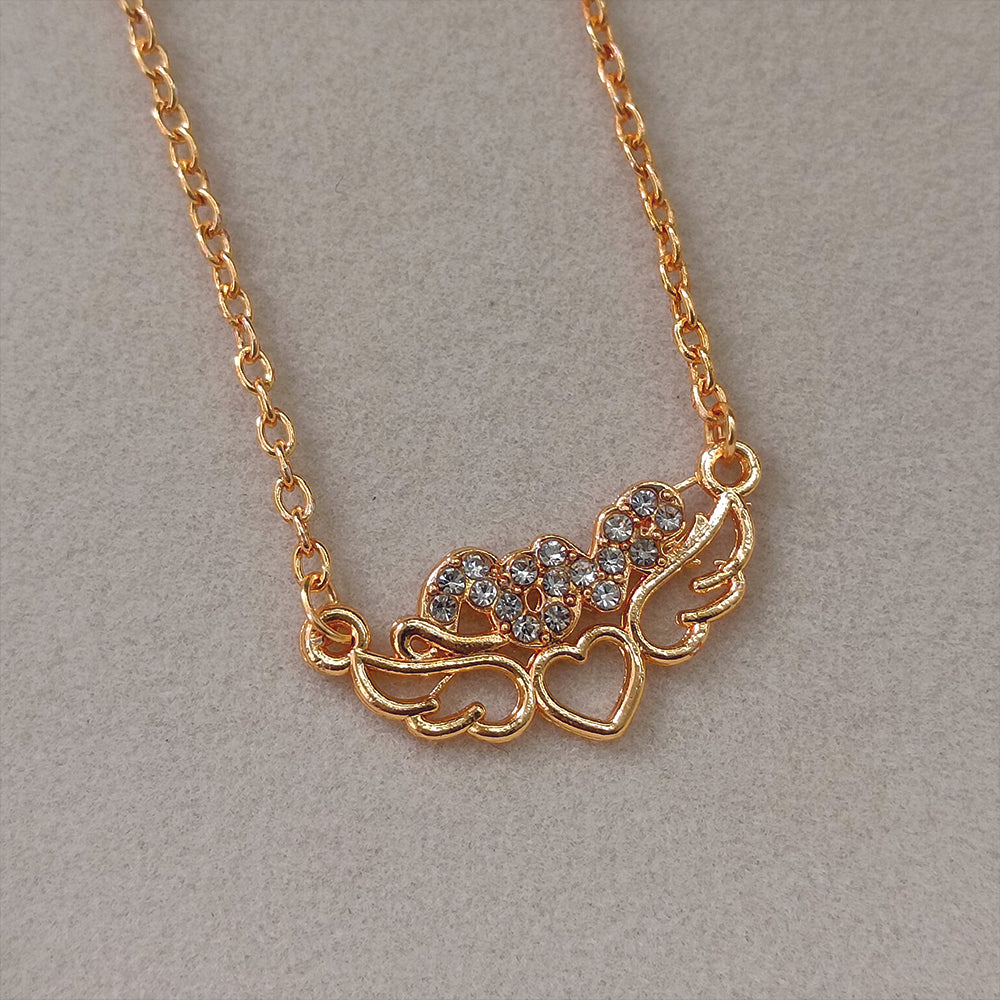 JewelMaze Rose Gold Plated Love  Auatrian Stone Chain Pendant