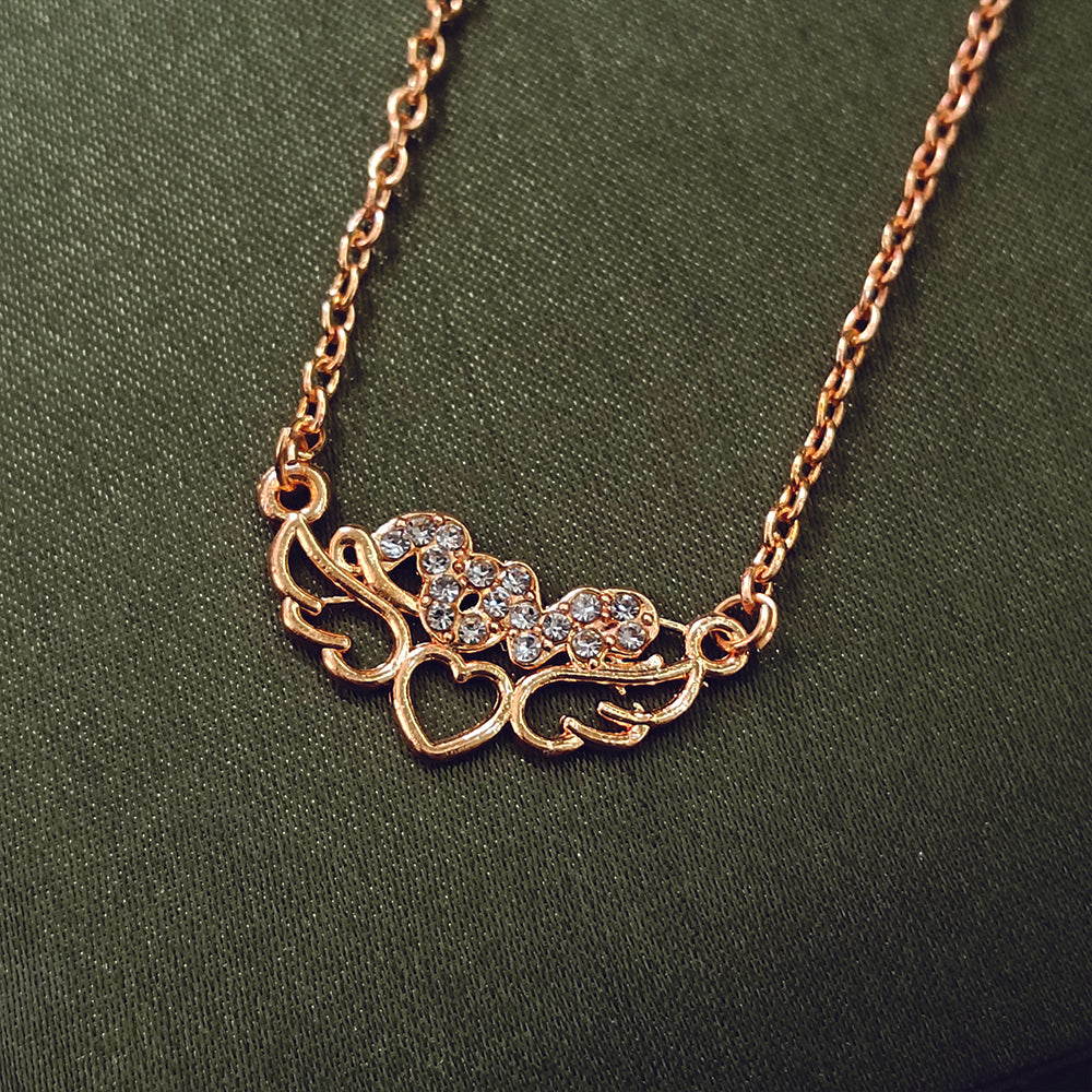 JewelMaze Rose Gold Plated Love  Auatrian Stone Chain Pendant