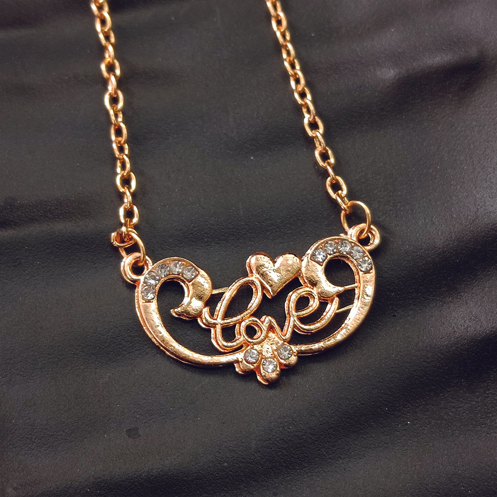 JewelMaze Rose Gold Plated Love  Auatrian Stone Chain Pendant -1204507