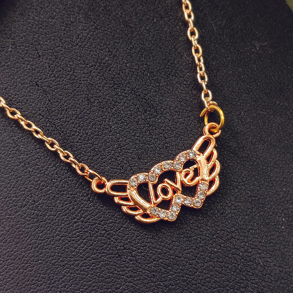 JewelMaze Rose Gold Plated Love  Auatrian Stone Chain Pendant -1204508