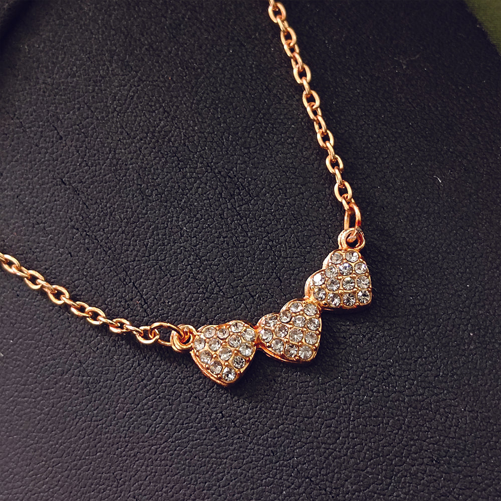 JewelMaze Rose Gold Plated Heart Shape  Auatrian Stone Chain Pendant -1204509