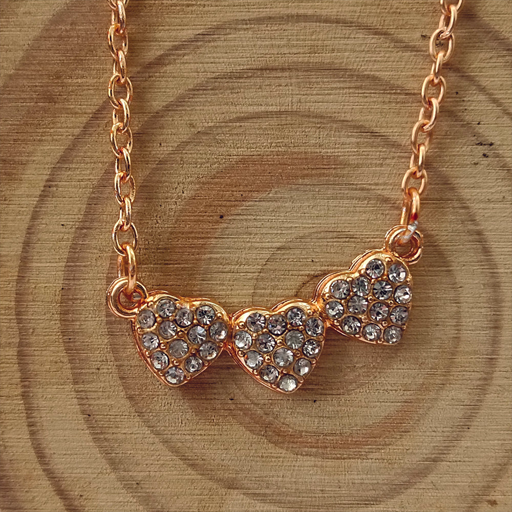 JewelMaze Rose Gold Plated Heart Shape  Auatrian Stone Chain Pendant -1204509