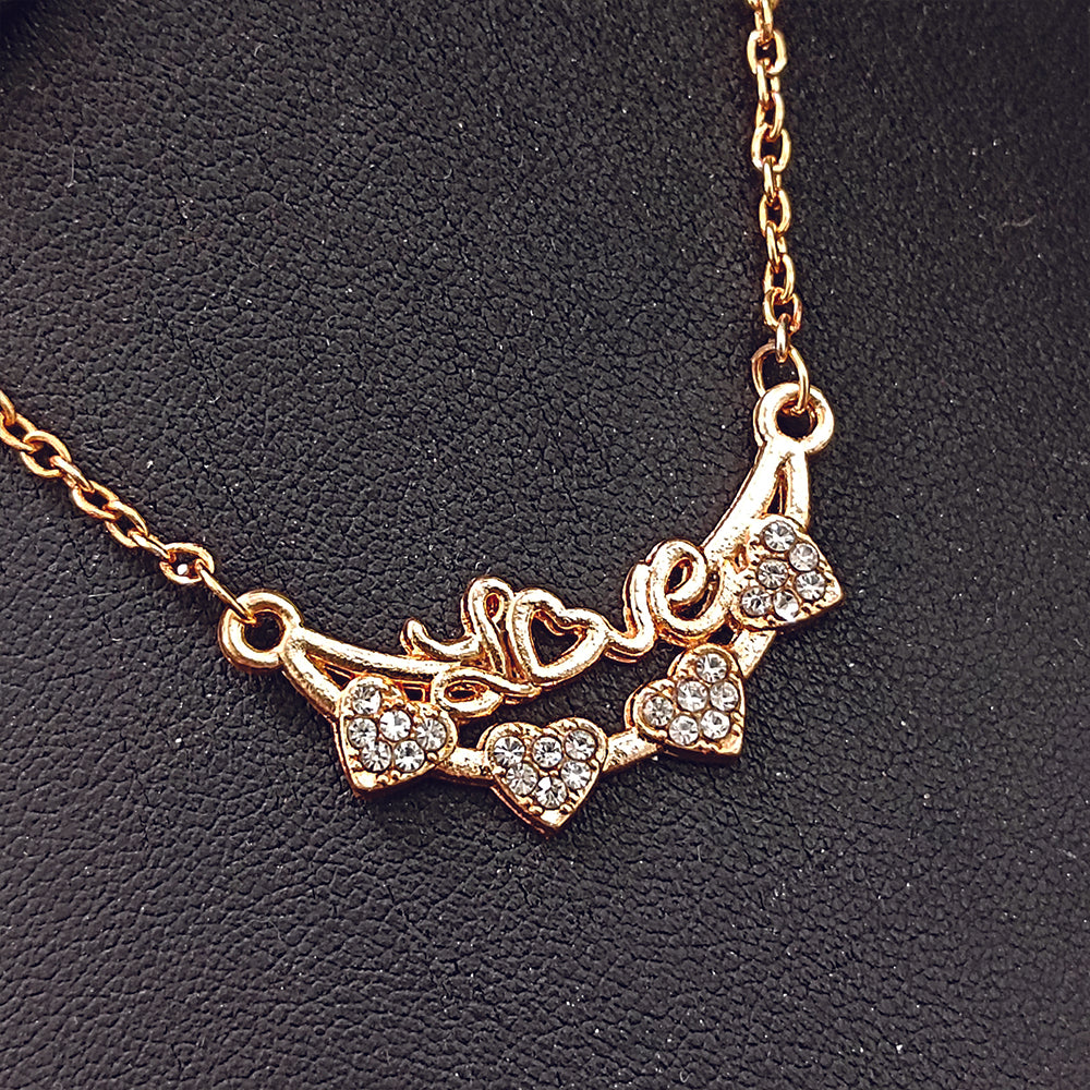 JewelMaze Rose Gold Plated Heart Shape  Auatrian Stone Chain Pendant -1204510