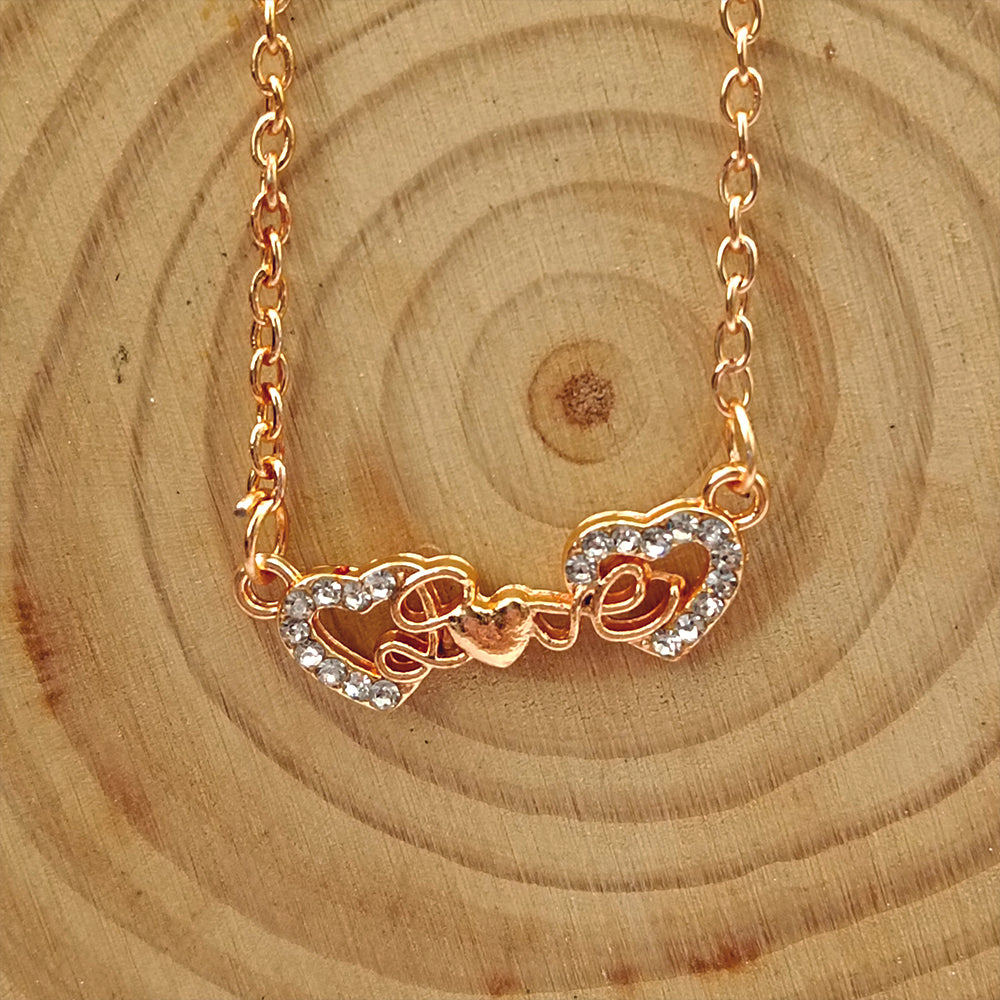 JewelMaze Rose Gold Plated Heart Shaoe Love Chain Pendant -1204512