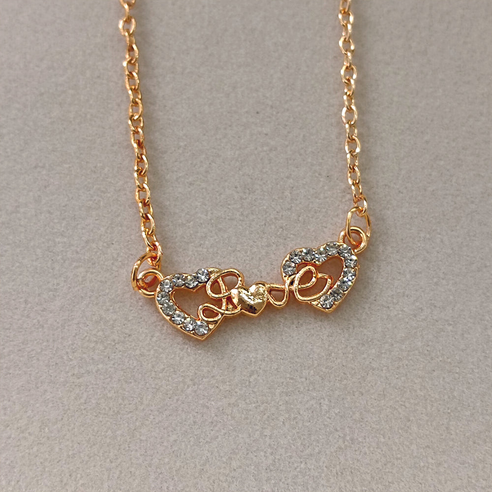JewelMaze Rose Gold Plated Heart Shaoe Love Chain Pendant -1204512