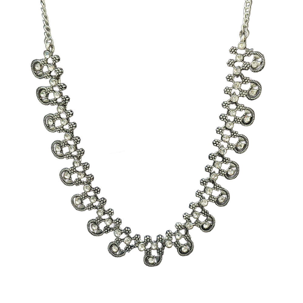 JewelMaze Silver Plated Austrian Stone Necklace Set