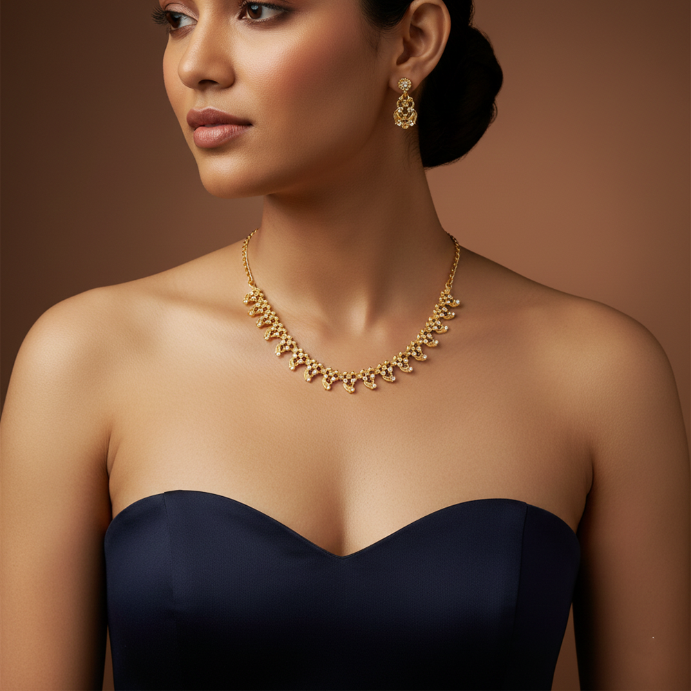 JewelMaze Gold Plated Austrian Stone Necklace Set