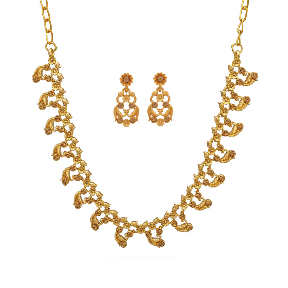 JewelMaze Gold Plated Austrian Stone Necklace Set