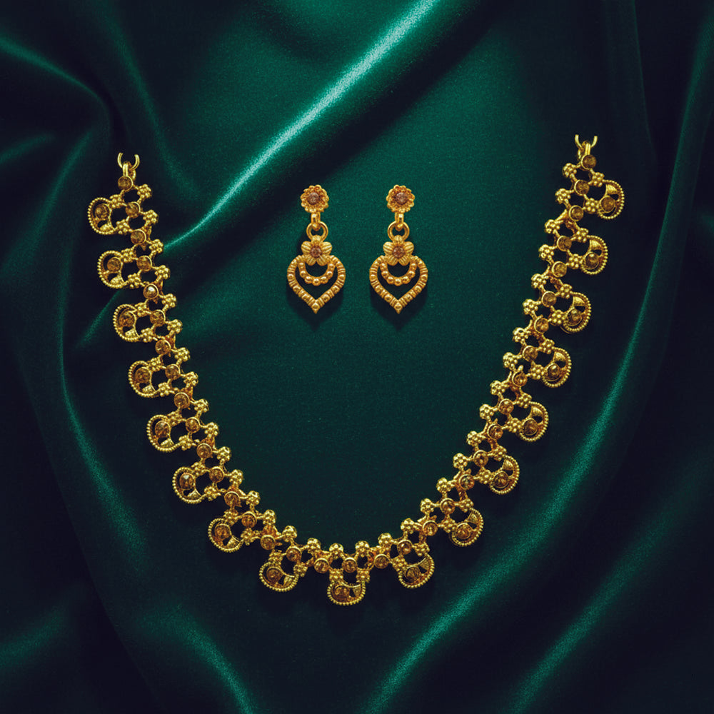 JewelMaze Gold Plated Austrian Stone Necklace Set