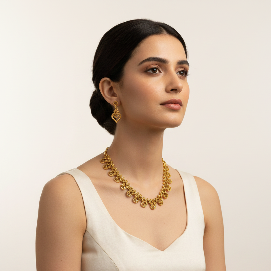 JewelMaze Gold Plated Austrian Stone Necklace Set