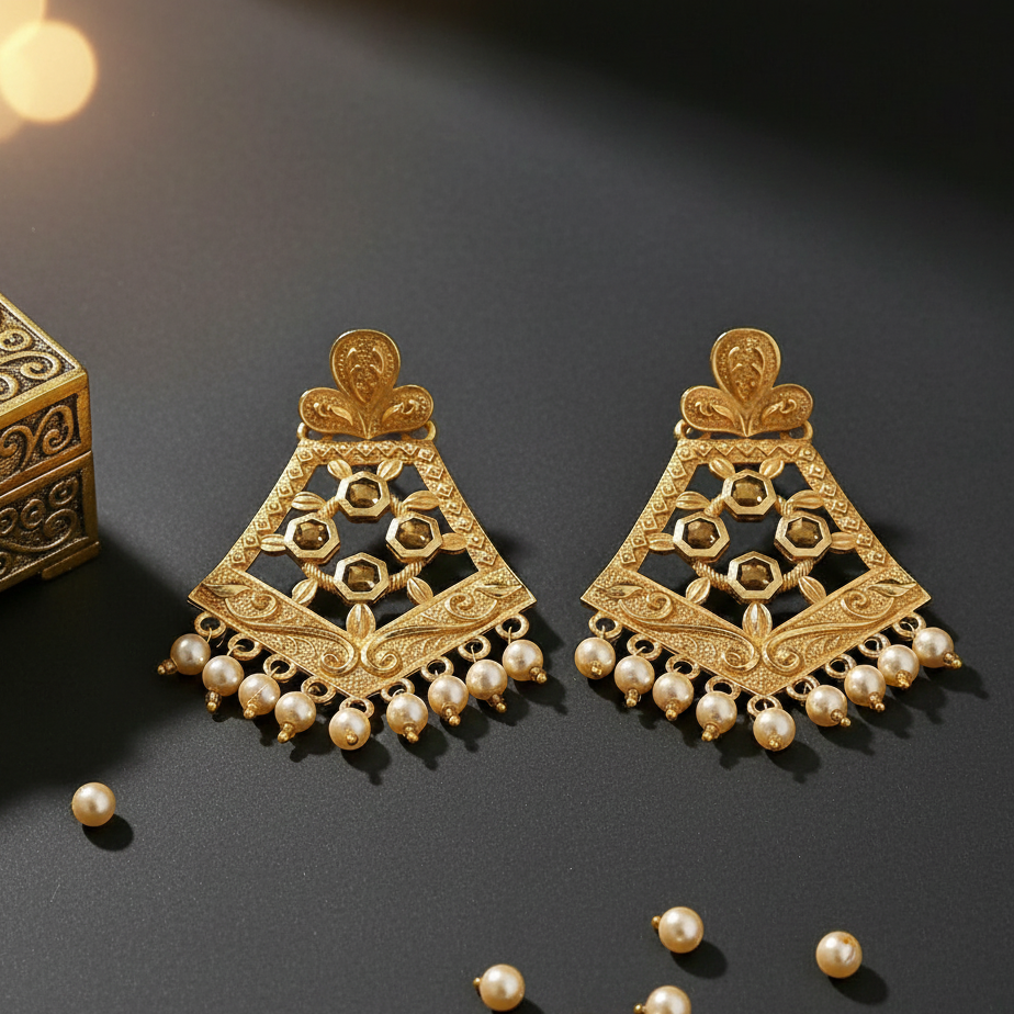 JewelMaze Yellow Matte Meenakari Dangler Beads Drop Earrings -1318006B