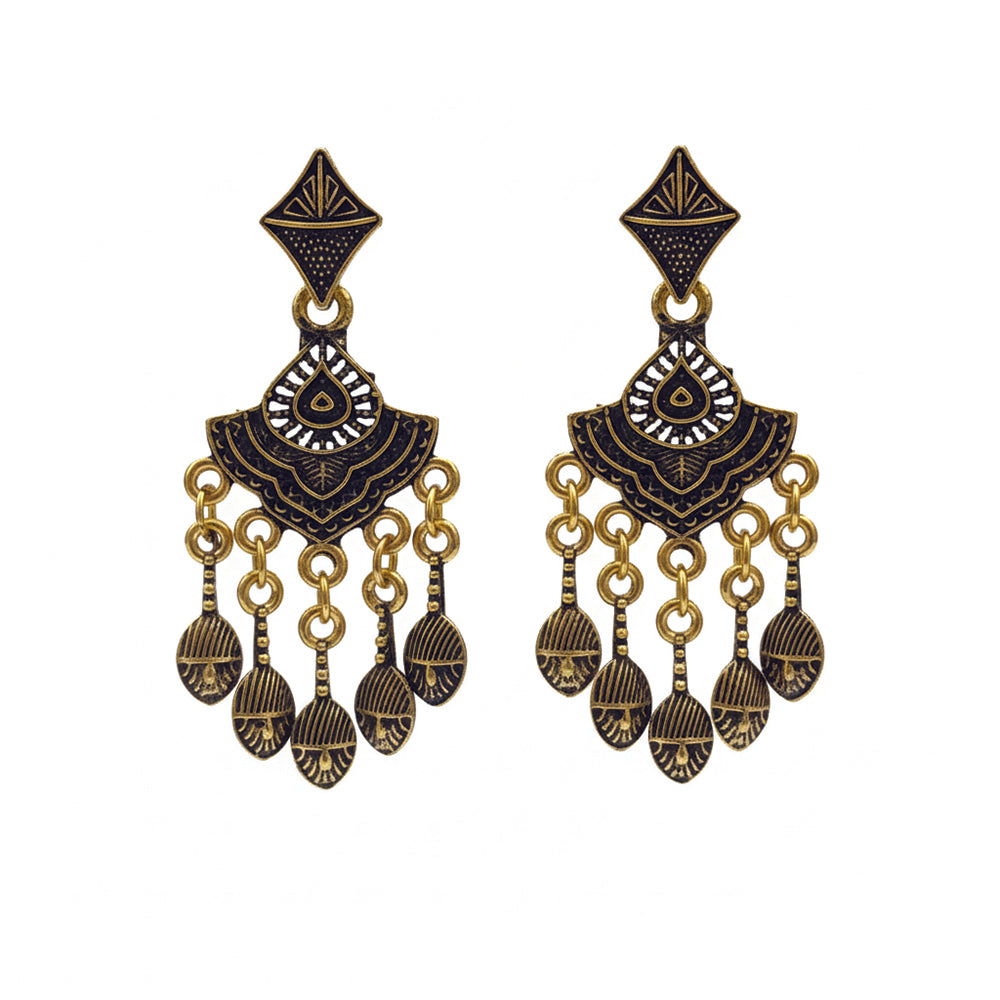 Jewelmaze Antique Gold Finish Dangler Earrings