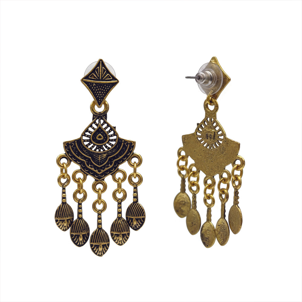 Jewelmaze Antique Gold Finish Dangler Earrings