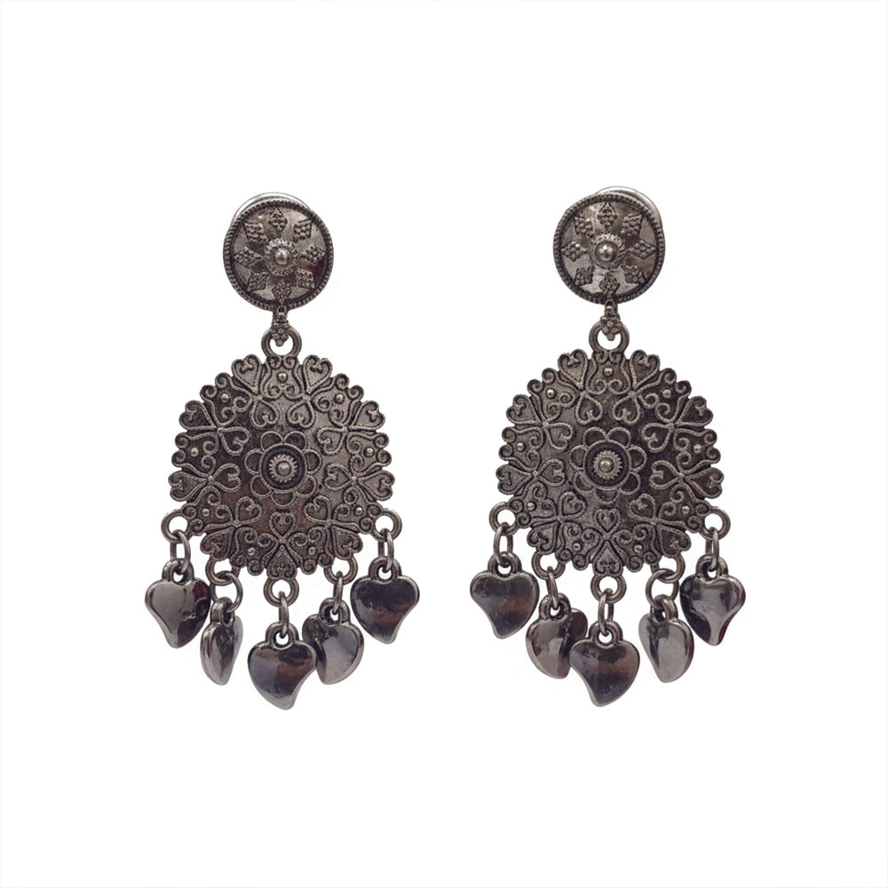 Jewelmaze Oxidised Finish Dangler Earrings