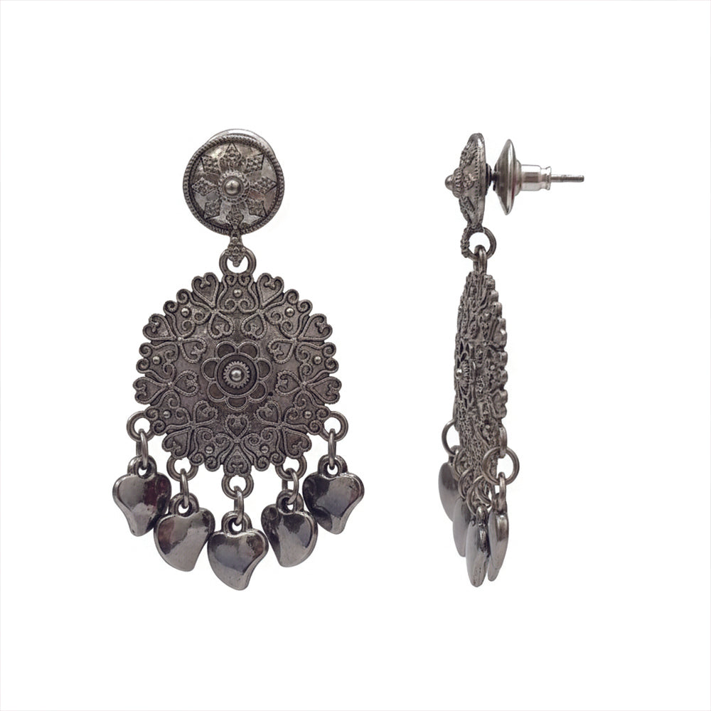 Jewelmaze Oxidised Finish Dangler Earrings