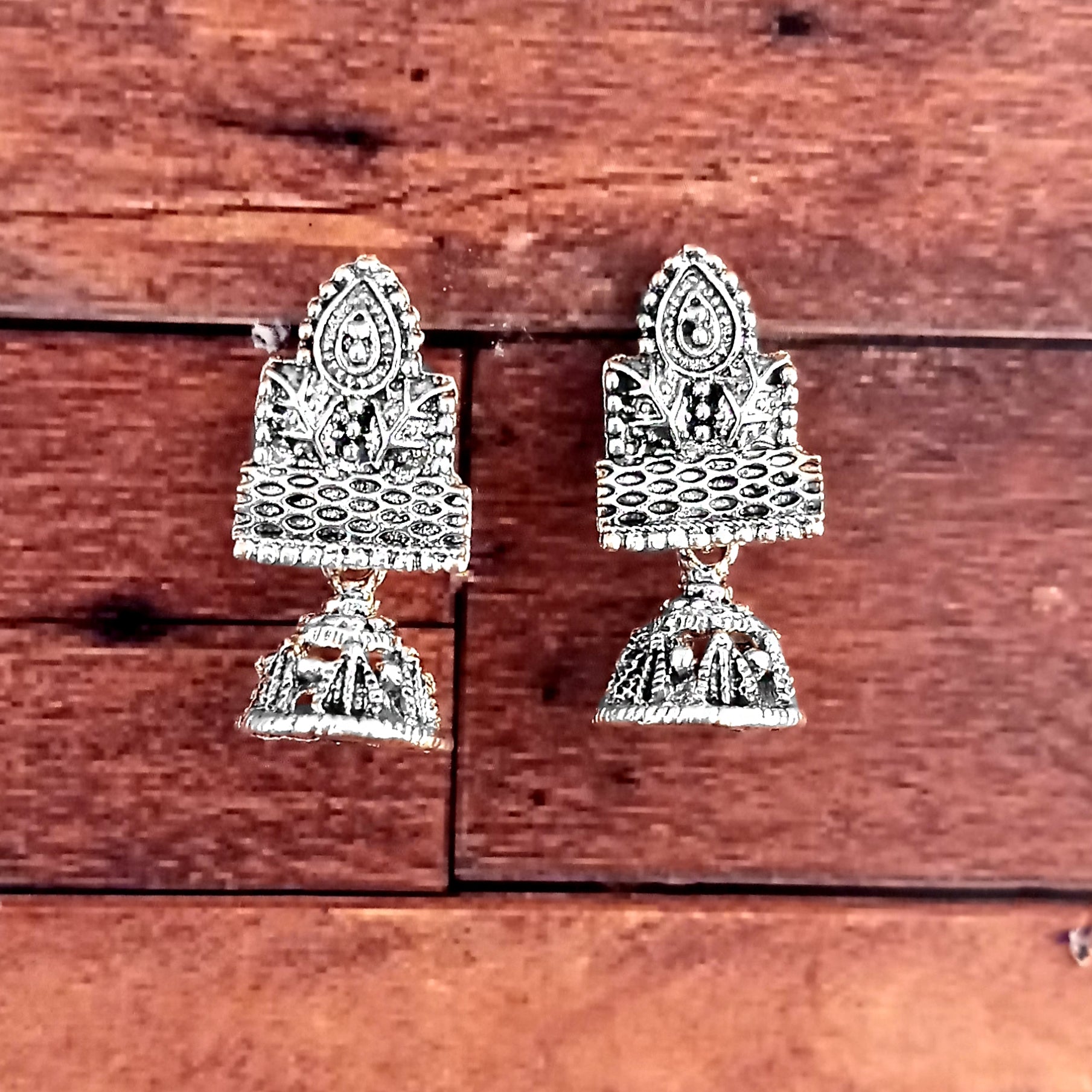 JewelMaze Silver Plated Small Jhumki Earrings