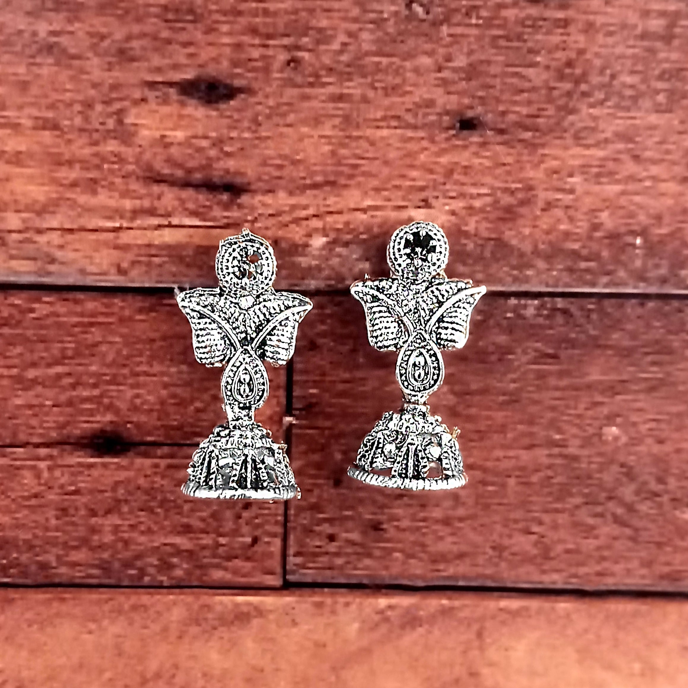 JewelMaze Silver Plated Small Jhumki Earrings