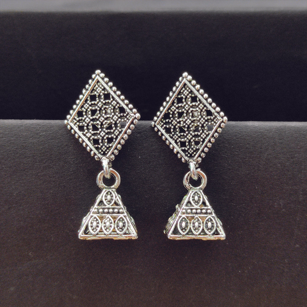 Jewelmaze Oxidised Plated Jhumki Earrings