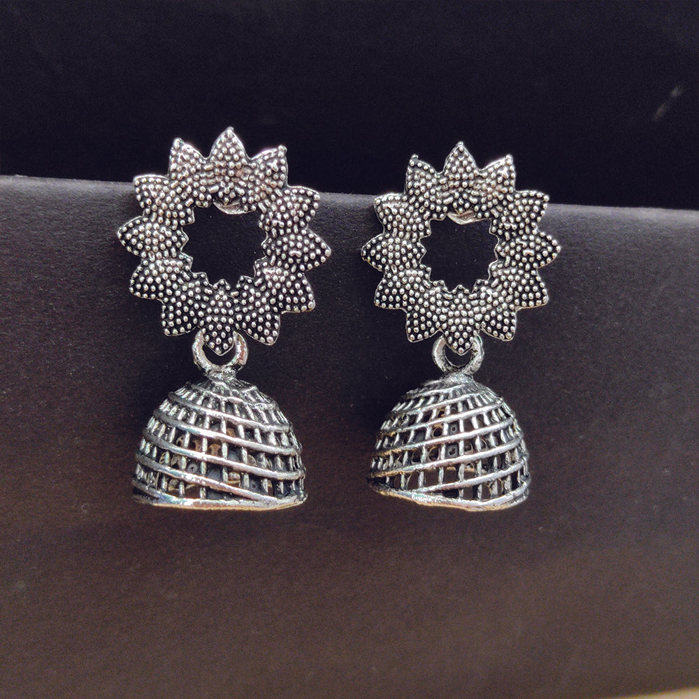 Jewelmaze Oxidised Plated Jhumki Earrings