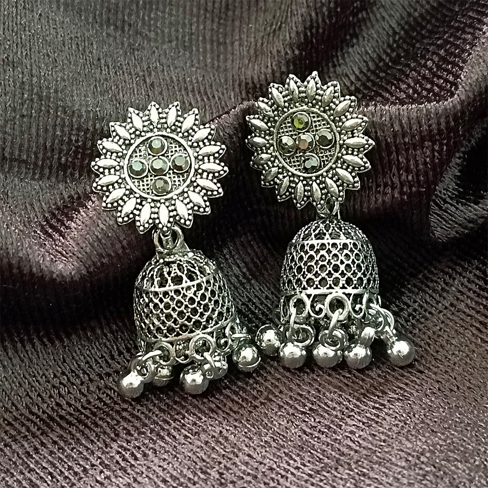 Jewelmaze Oxidised Plated Jhumki Earrings
