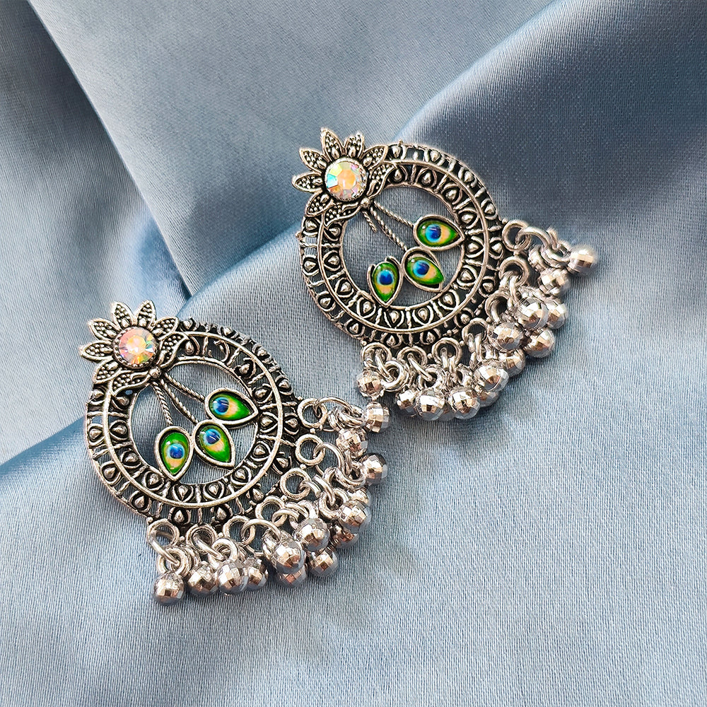 Jewelmaze Oxidised Plated Dangler Earrings