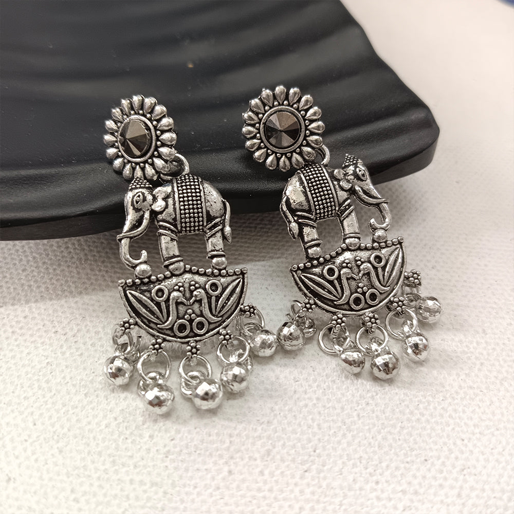 Jewelmaze Oxidised Plated Jhumki Earrings