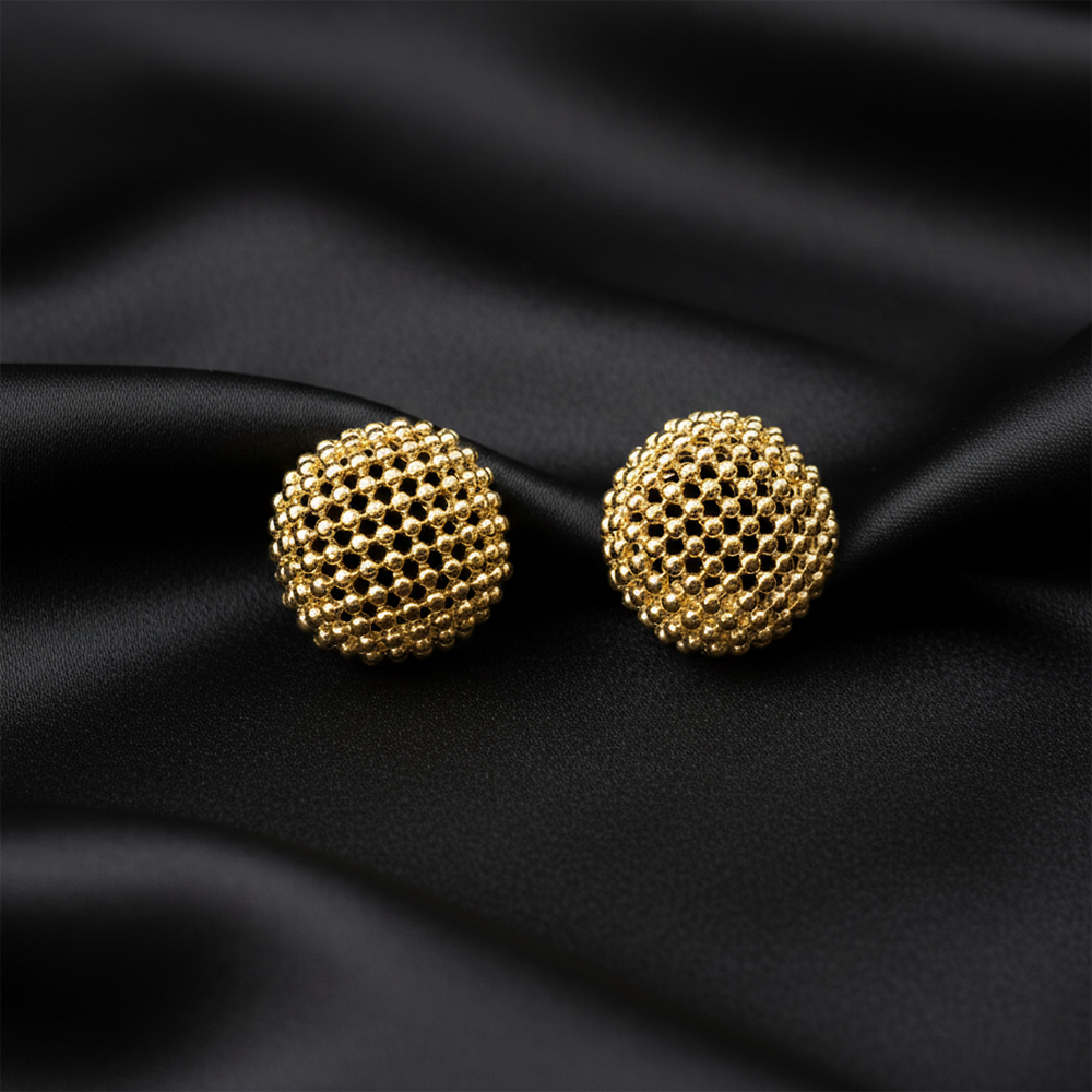 JewelMaze Elegant Anti-Tarnish Gold Ball Stud Earrings for Women