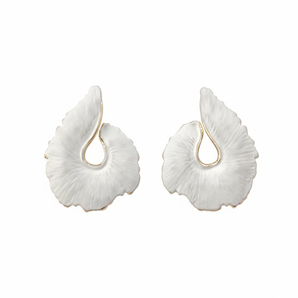JewelMaze Bold White Enamel Fashion Anti Tarnish Stud Earrings