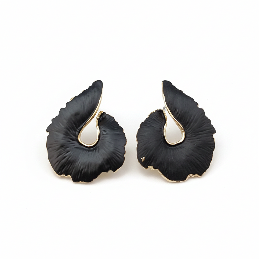 JewelMaze Bold Black Enamel Fashion Anti Tarnish Stud Earrings