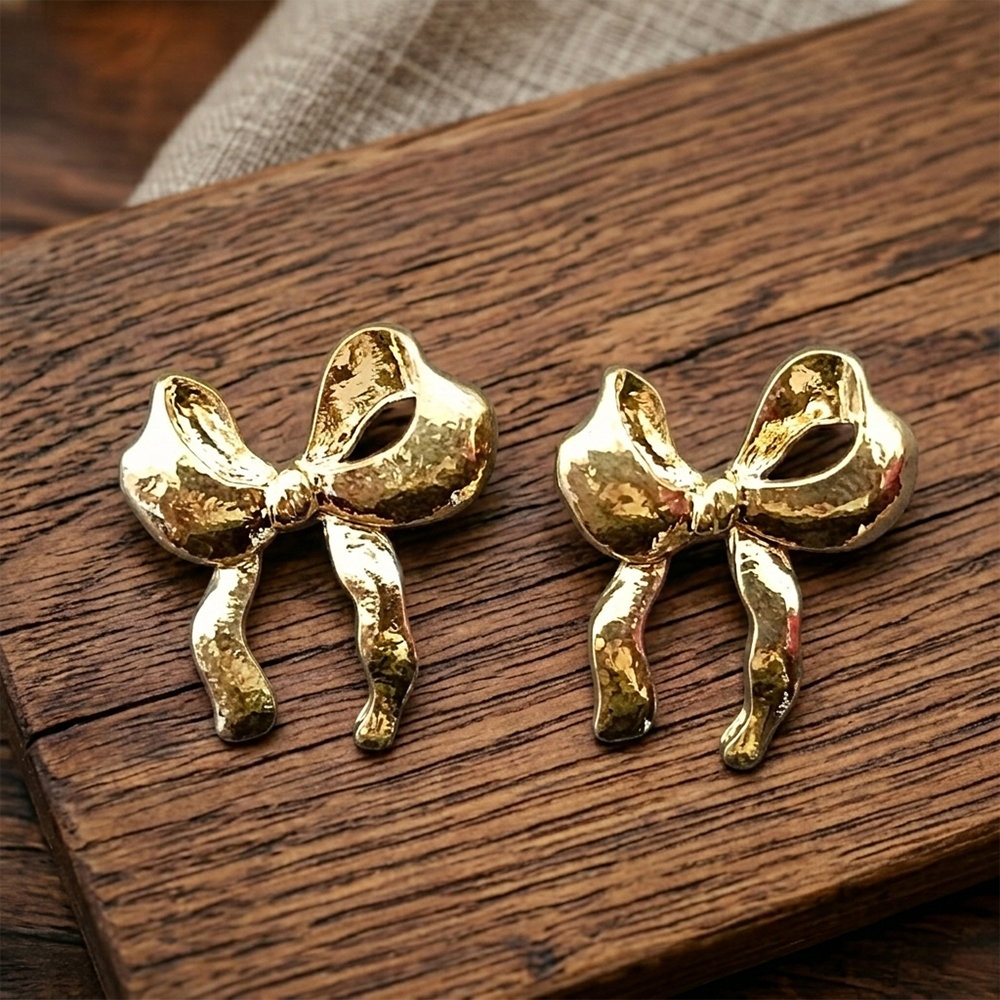 JewelMaze Trendy Anti Tarnish Ribbon Bow Earrings for Women