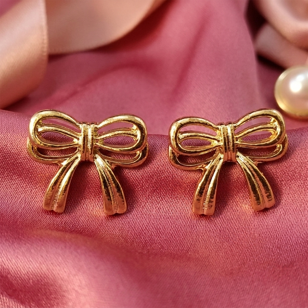 JewelMaze Premium Anti Tarnish Bow Stud Earrings for Women