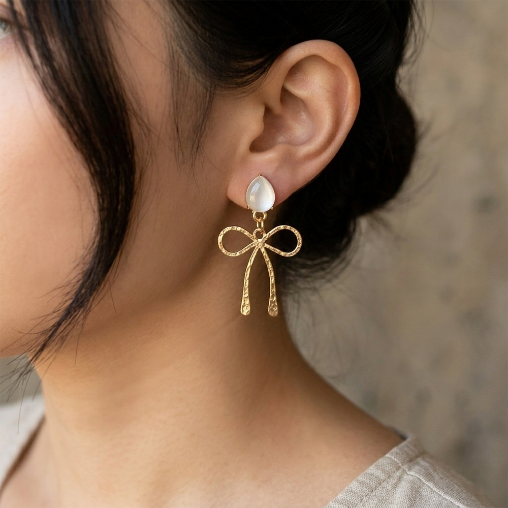 JewelMaze Statement Bow Anti Tarnish Dangle Earrings for Women