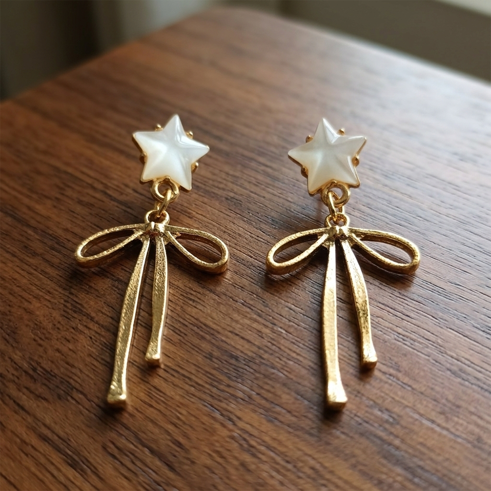 JewelMaze Classy Bow Inspired Anti Tarnish Hanging Earrings for Women