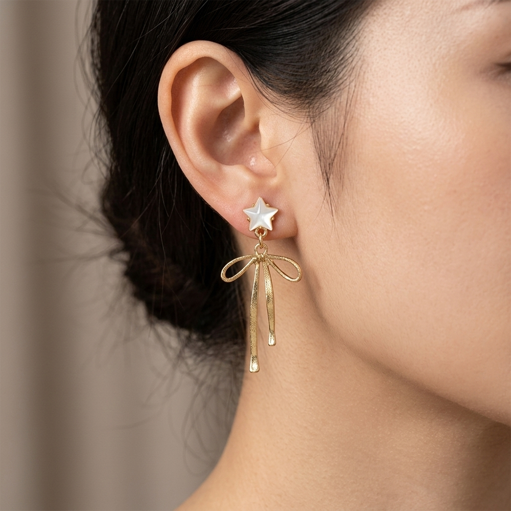 JewelMaze Classy Bow Inspired Anti Tarnish Hanging Earrings for Women