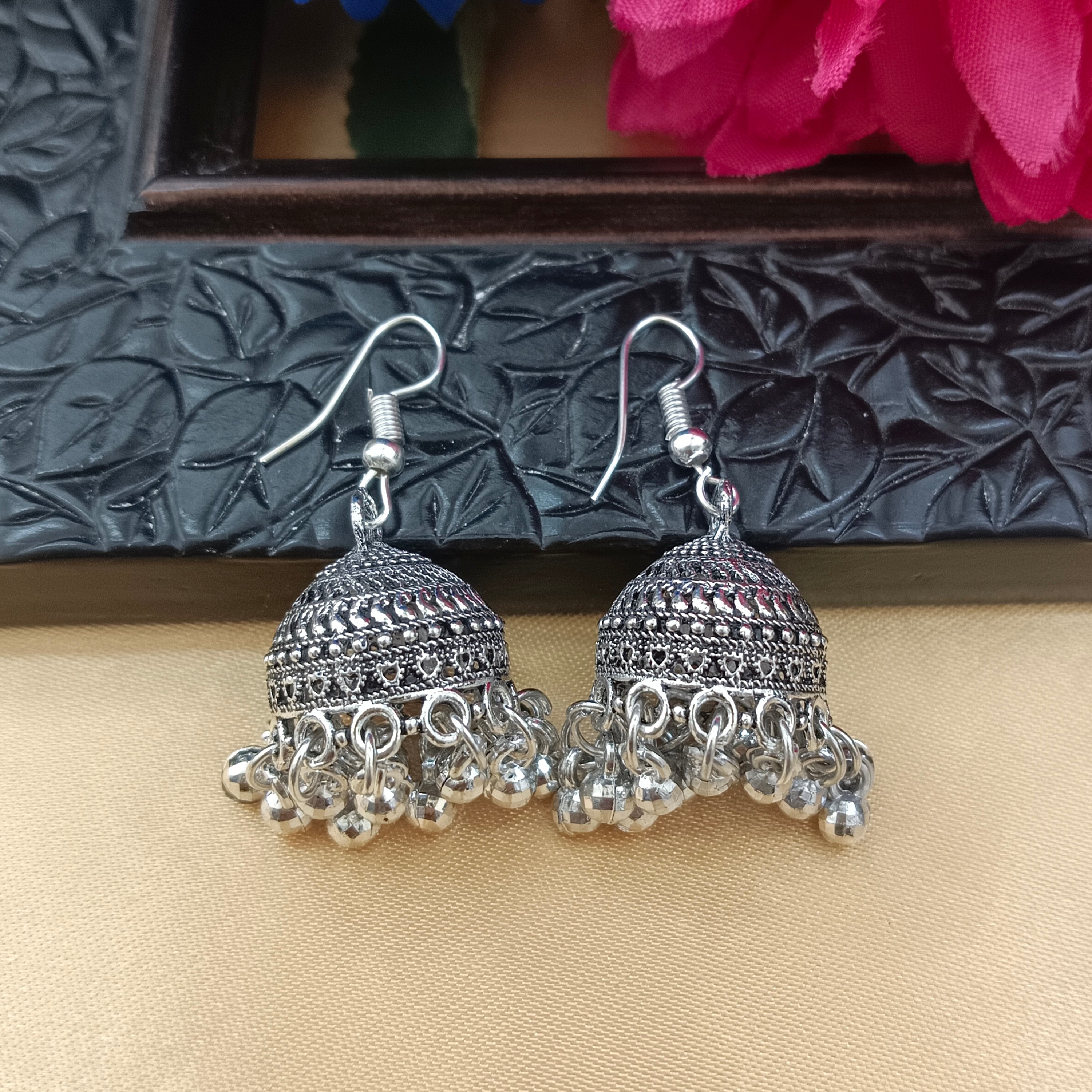 JewelMaze Oxidised Plated  Jhumki Earrings