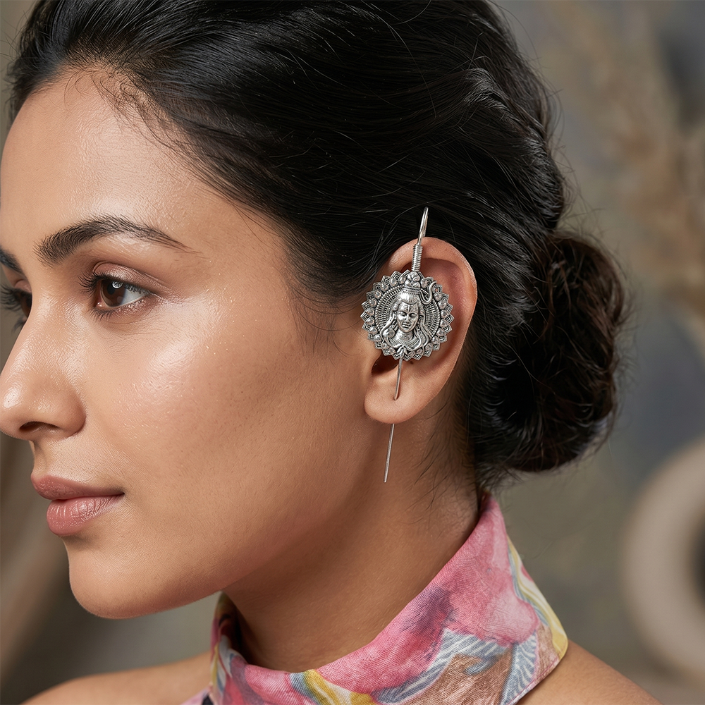 JewelMaze  Oxidised Plated Shiv Earcuff