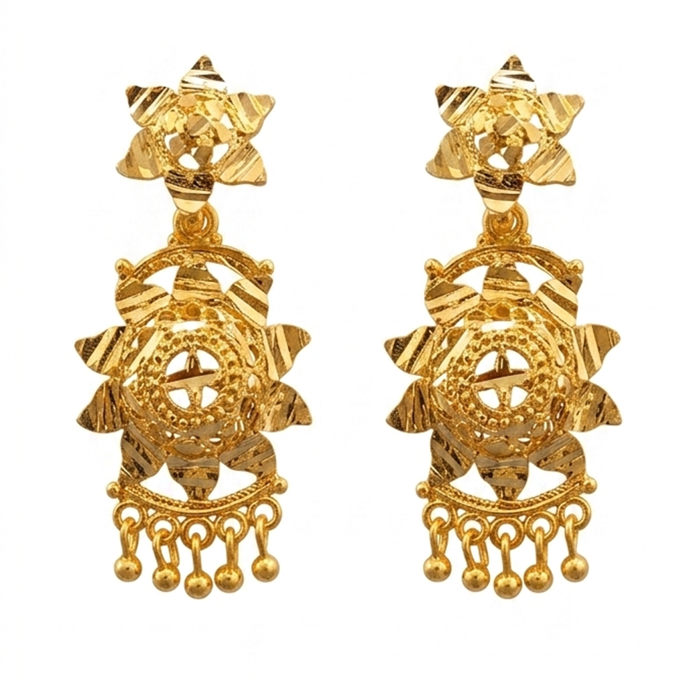 JewelMaze Gold Plated Traditional Small Dangler Earrings