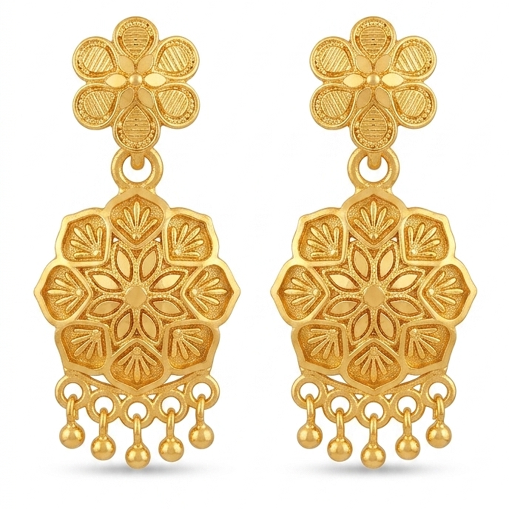 JewelMaze Gold Plated Traditional Small Dangler Earrings