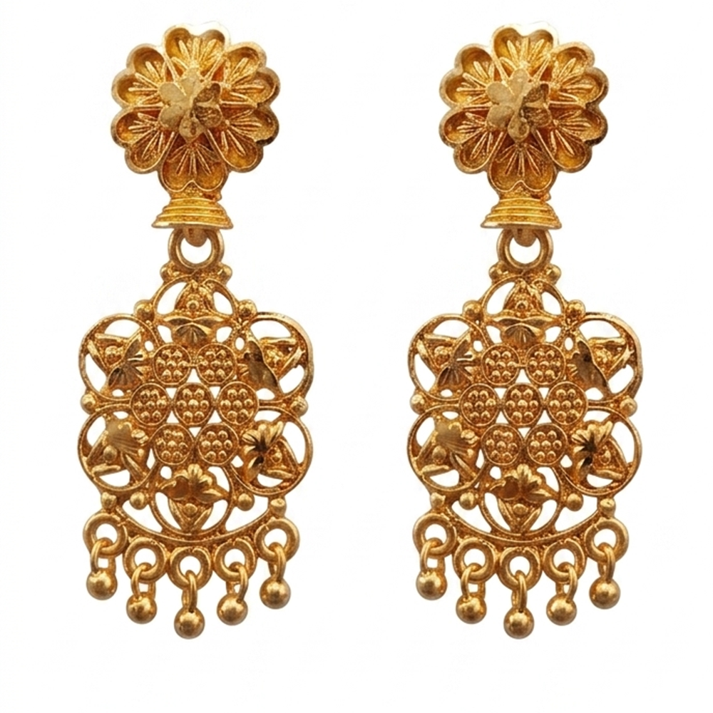 JewelMaze Gold Plated Traditional Small Dangler Earrings