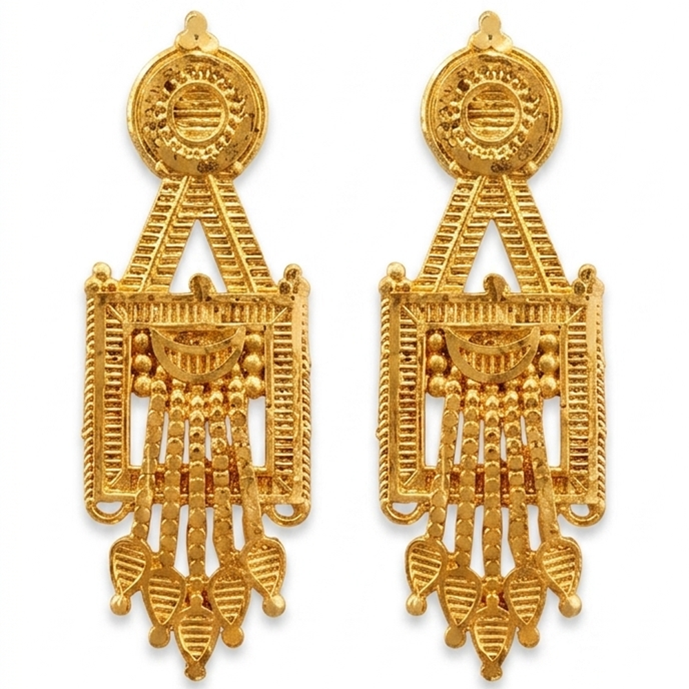 JewelMaze Gold Plated Traditional Small Dangler Earrings