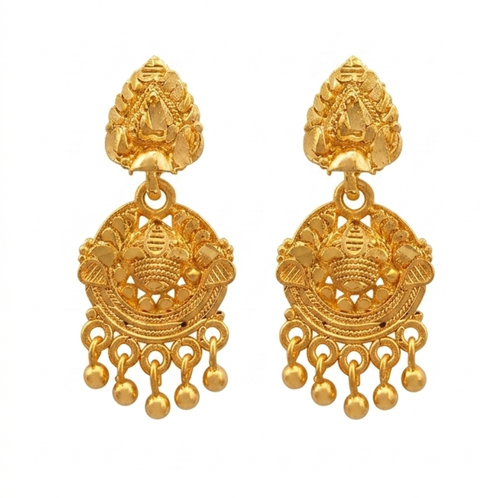 JewelMaze Gold Plated Traditional Small Dangler Earrings