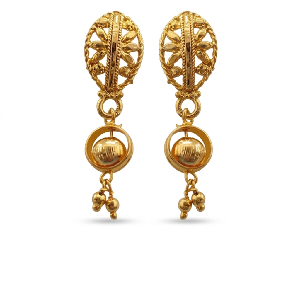 JewelMaze Gold Plated Traditional Small Dangler Earrings