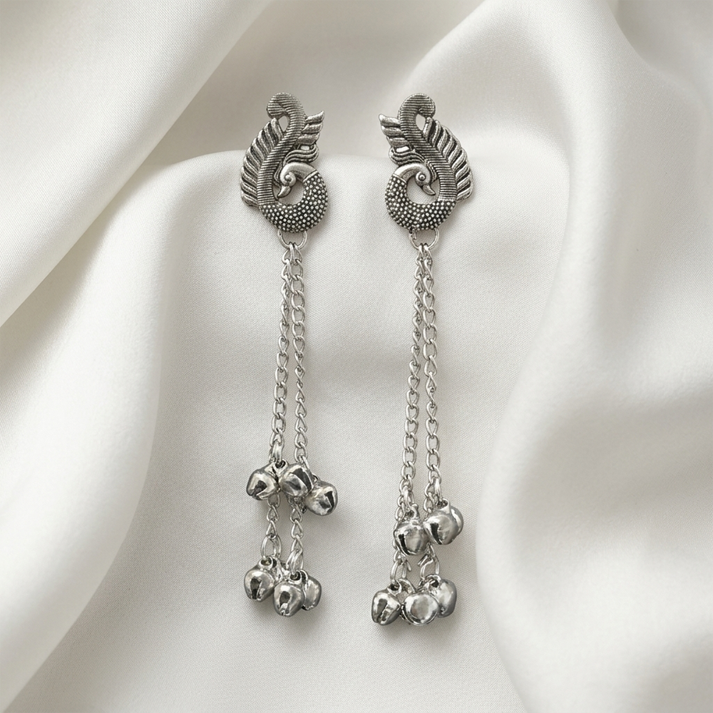 JewelMaze Oxidised Plated Kashmiri Ghungroo Dangler Earrings