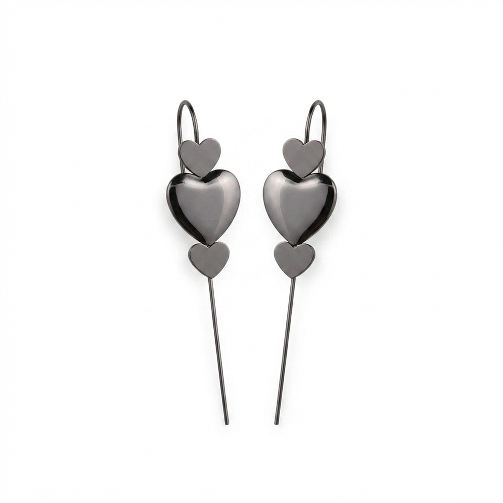 JewelMaze Black Plated Heart Shape Ear cuff