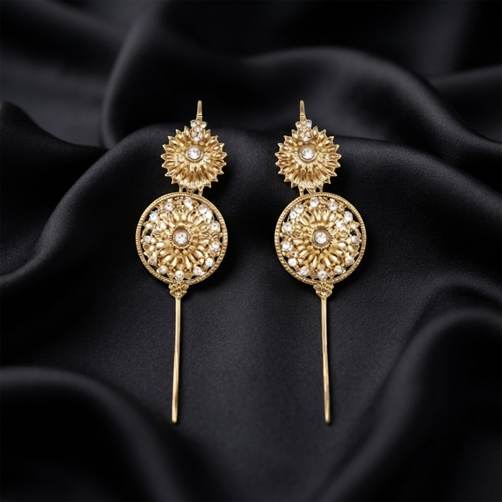 JewelMaze Gold Plated Round Ear cuff