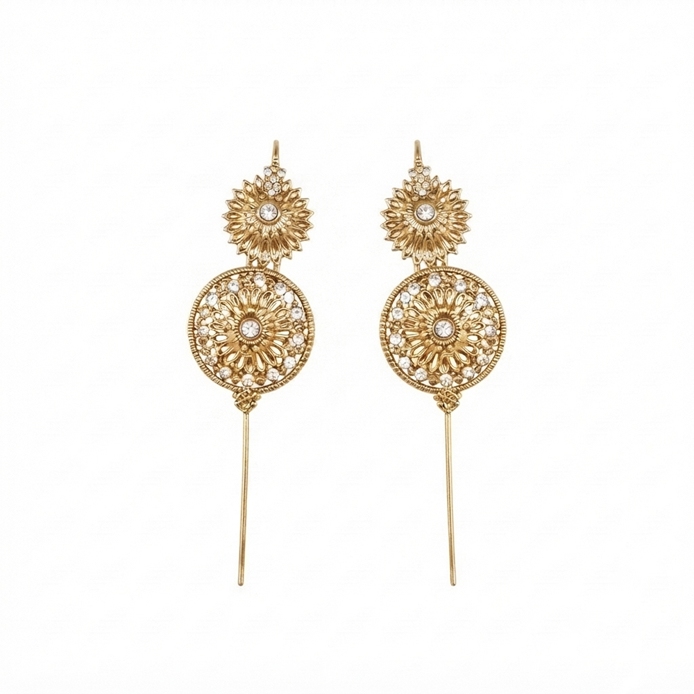 JewelMaze Gold Plated Round Ear cuff