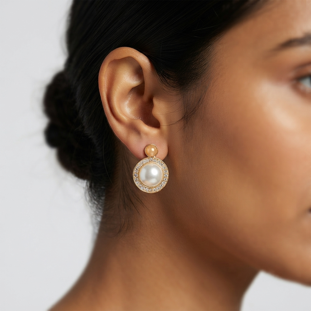 JewelMaze Exclusive Gold Plated Crystal Stone Elegant Earrings 