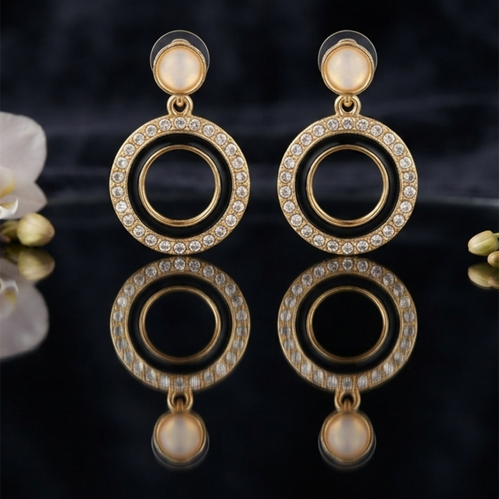JewelMaze Exclusive Gold Plated Crystal Stone Elegant Earrings 